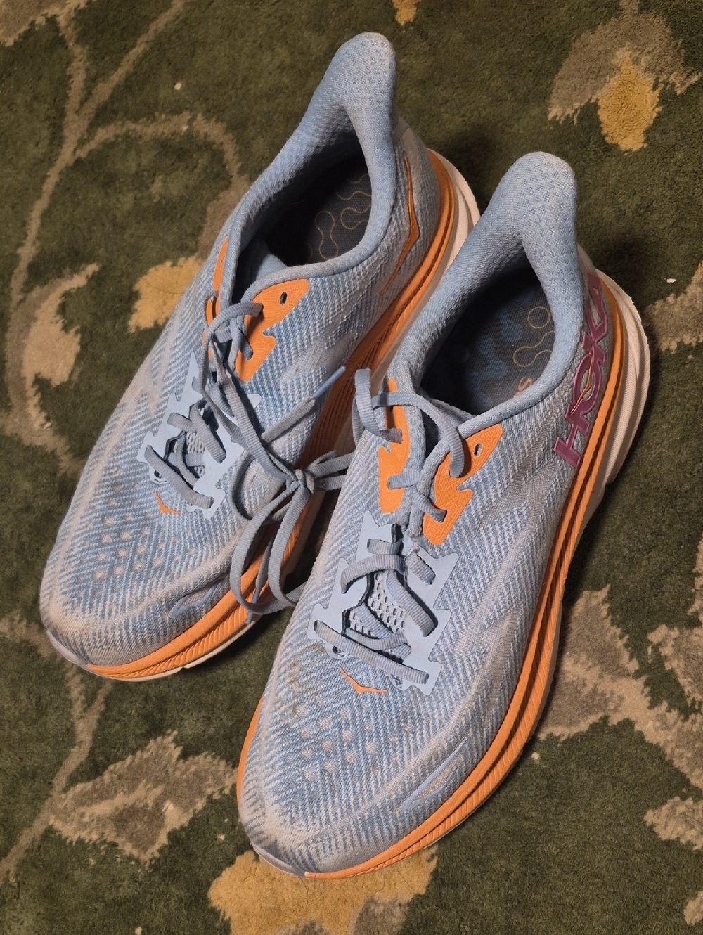 Hoka Light Blue and Orange Men's Running Sneakers - Picture 1 of 8